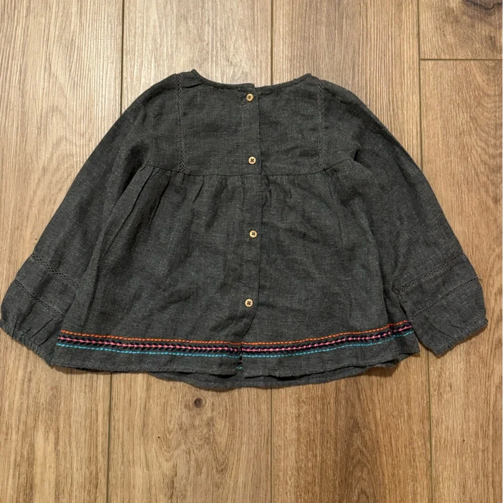 Zara Baby Embroidered Charcoal Top